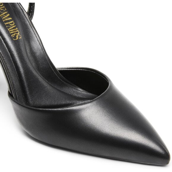 Women Black  High Heels Closed Pointed Toe Dress Ankle Strap Stiletto Heel Party - Picture 4 of 7